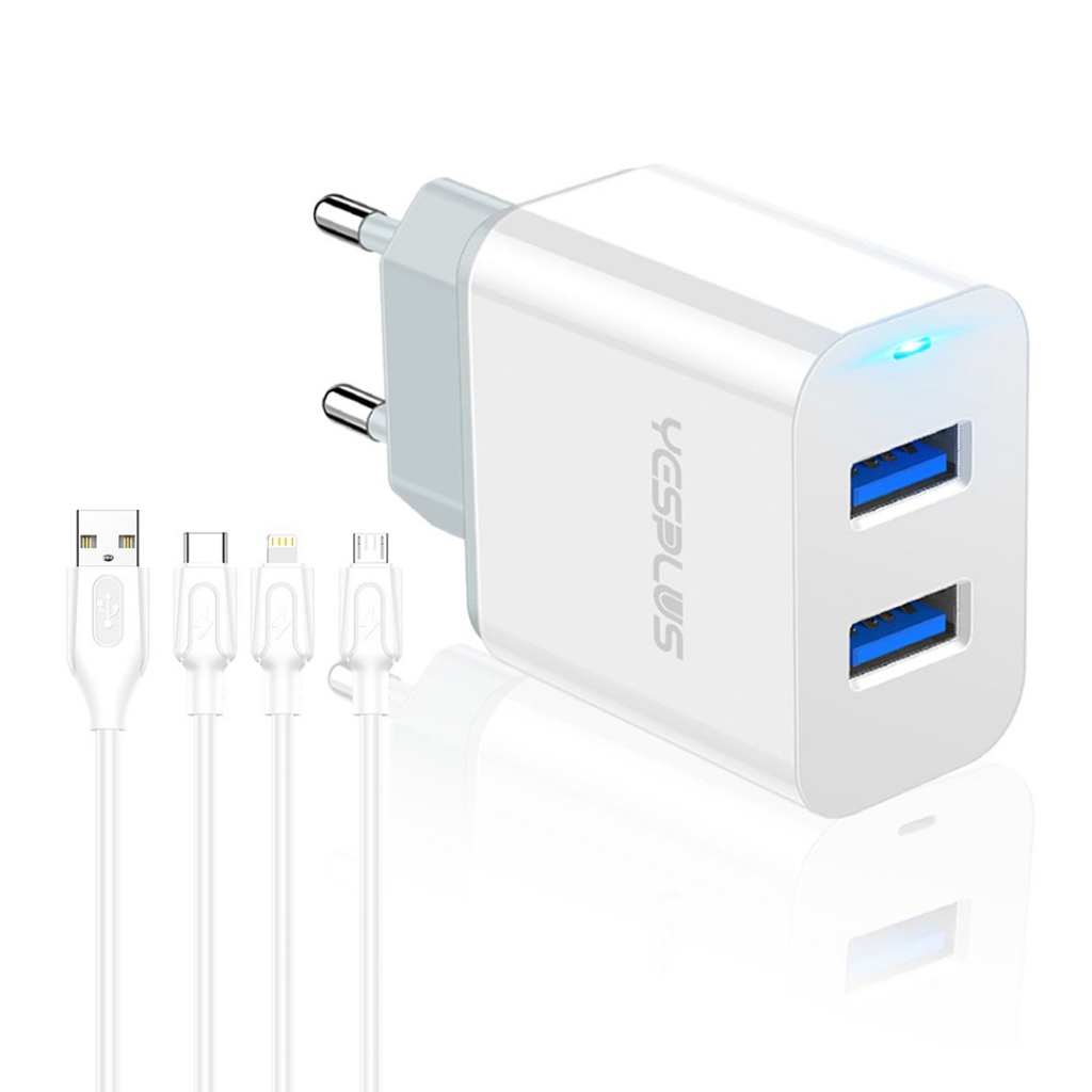 Jual Charger YESPLUS YS 1108 Fast Charging 2 Port USB Charger 2 4A