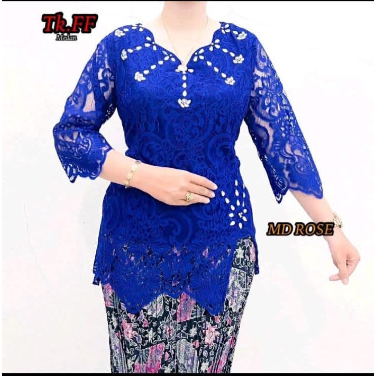 Jual Atasan Blus Brokat Semifrancis Lengan Lurus Aplikasi Payet Mewah N