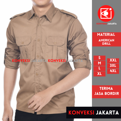 Jual Baju Kemeja PDL Lengan Panjang Pria Seragam Pakaian Kerja Dinas