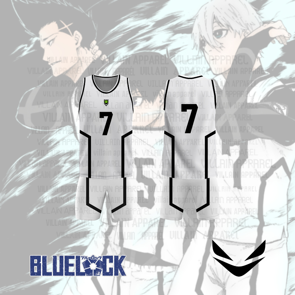 Jual Jersey Futsal Football Motif VL Replika Anime Tim White Blue