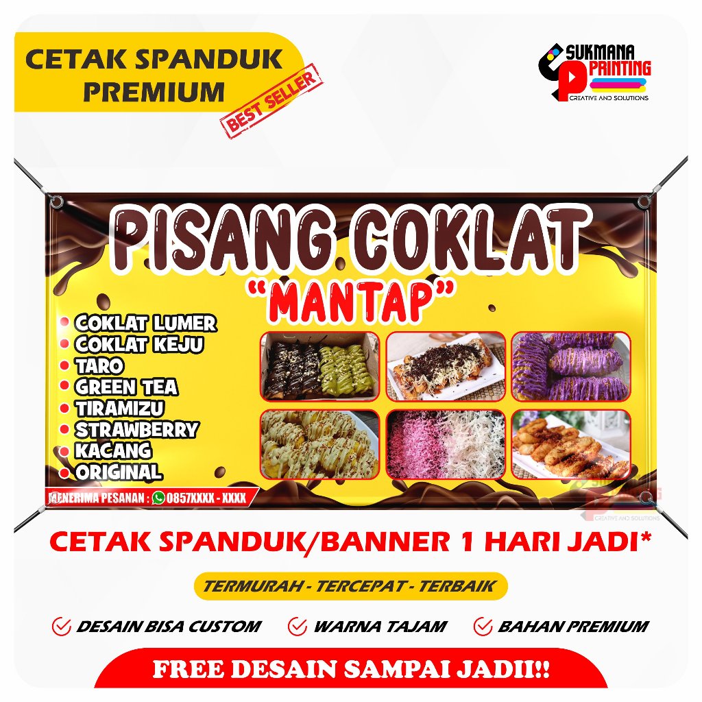 Jual CETAK SPANDUK BANNER PISANG COKLAT LUMER MANTAP Shopee Indonesia