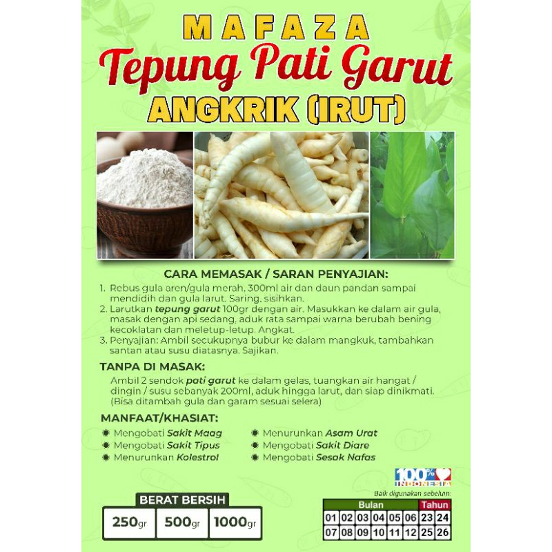 Jual Tepung Garut Pati Asam Lambung Angkrik Arrowroot Gr Shopee