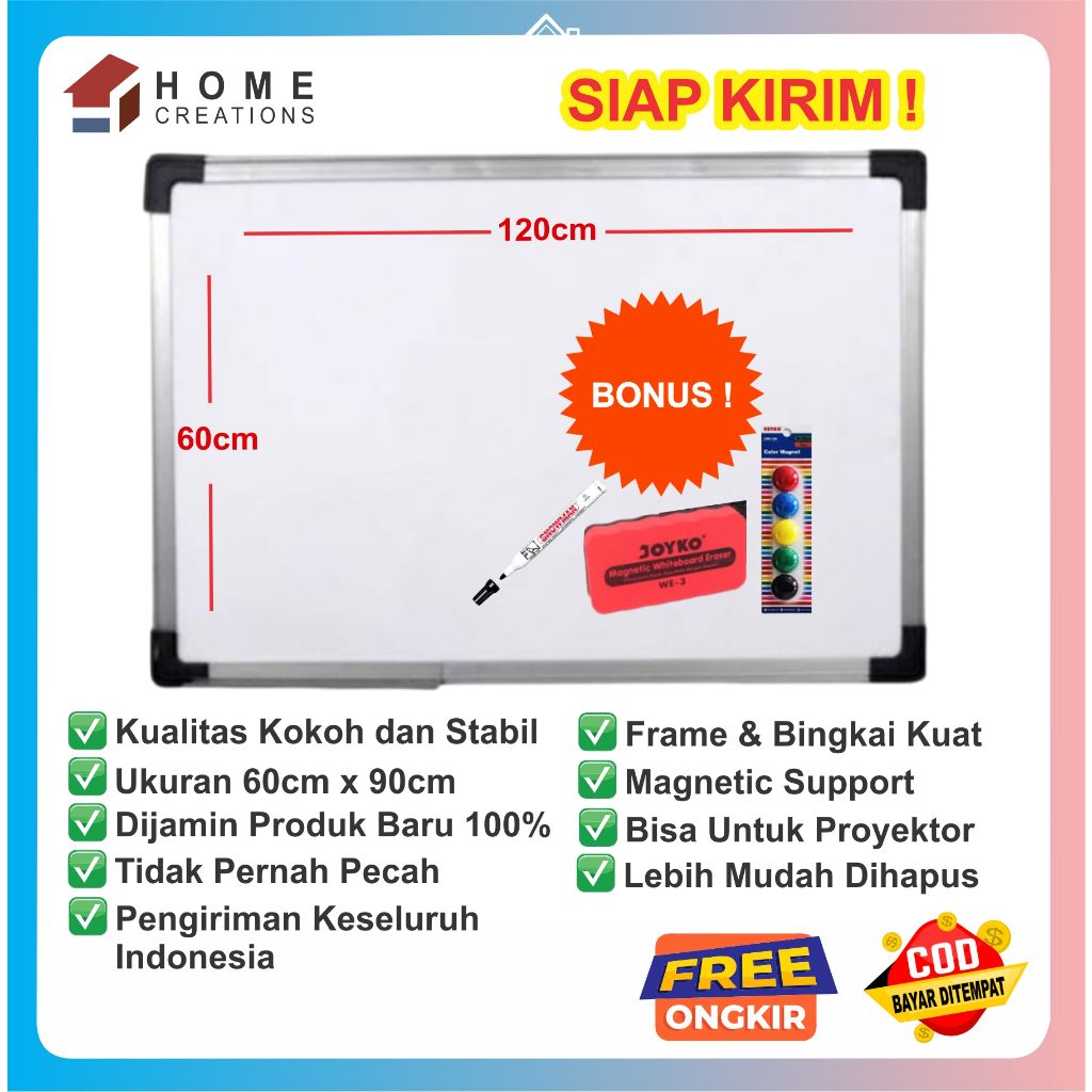 Jual Papan Tulis Whiteboard Magnet Gantung Papan Tulis Murah Ukuran