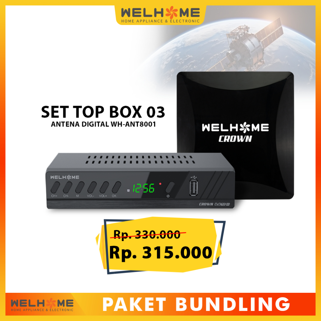 Jual PAKET BUNDLING Welhome Set Top Box DVB T2 03 Welhome Antena