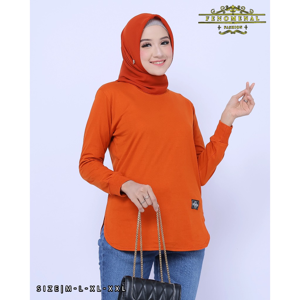 Jual Fenomenal Kaos Polos Wanita Lengan Panjang Semi Tunik Body Oval