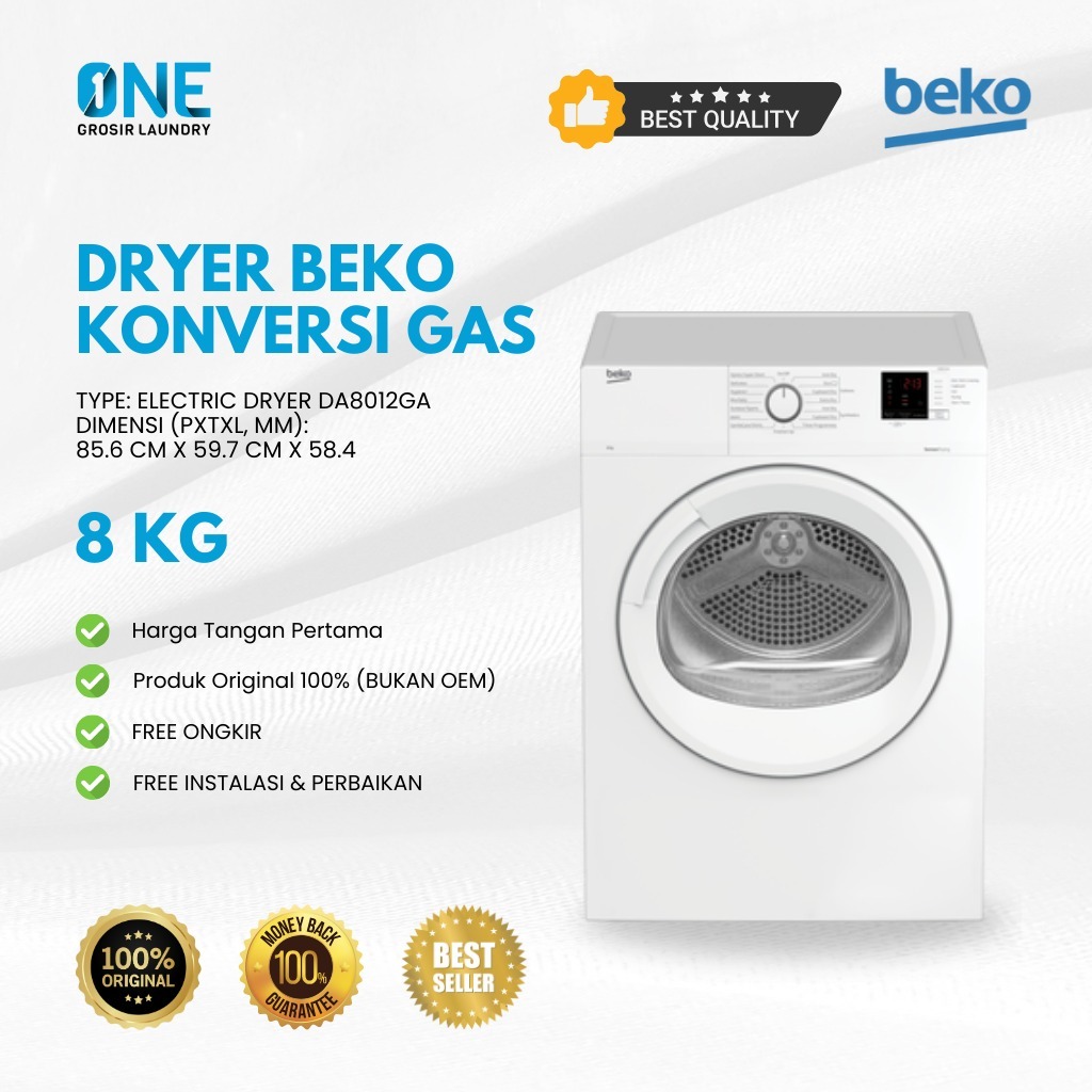 Jual Dryer Mesin Pengering Konversi Gas Merk Beko Kapasitas 8 Kg