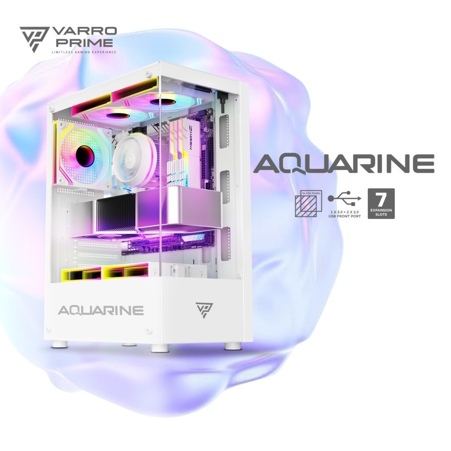 Jual Casing Gaming Varro Aquarine Fan Rgb Side Tempered Glass M Atx