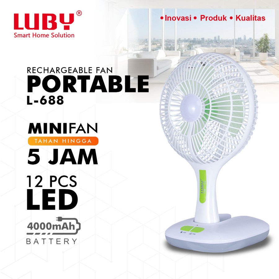 Jual Luby Kipas Angin Lampu Emergency Rechargeable L Baterai