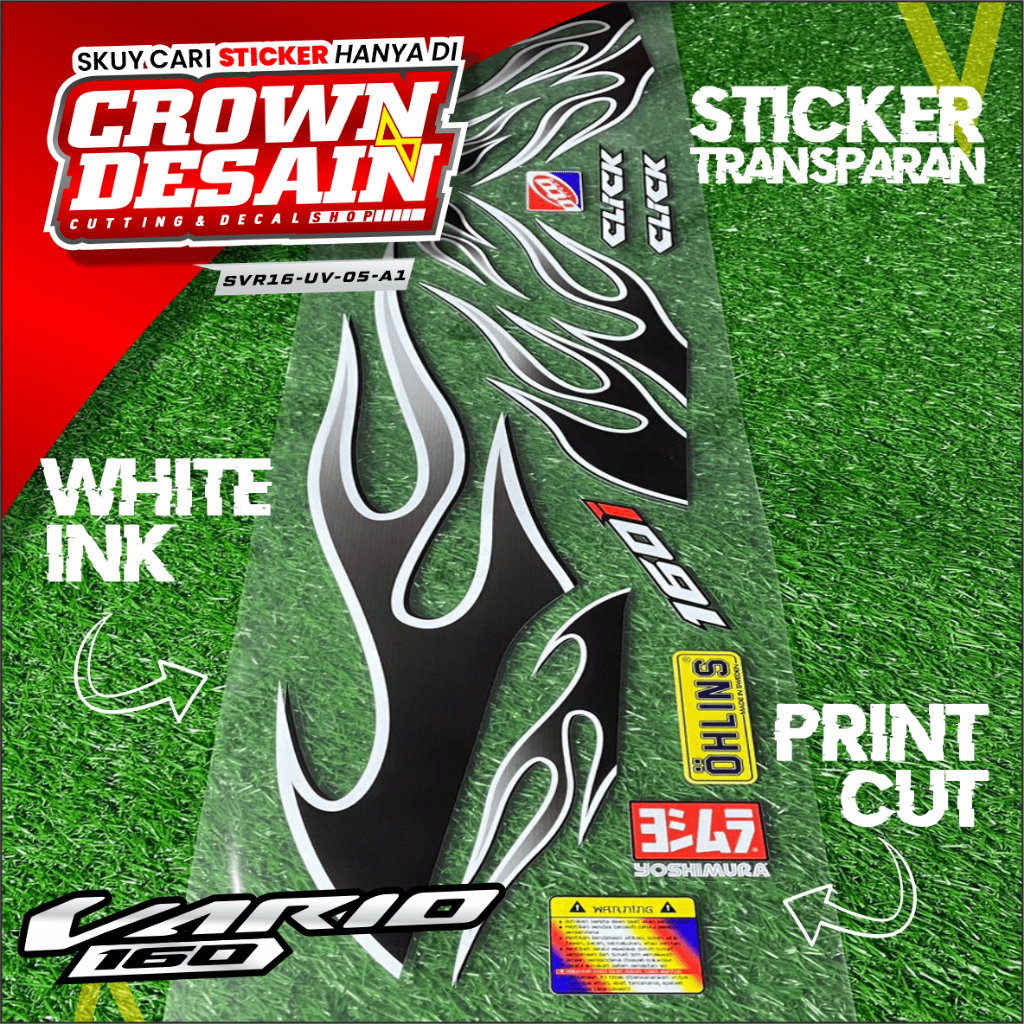 Jual Striping Transparan Vario 160 2022 Motif Api Stiker Striping