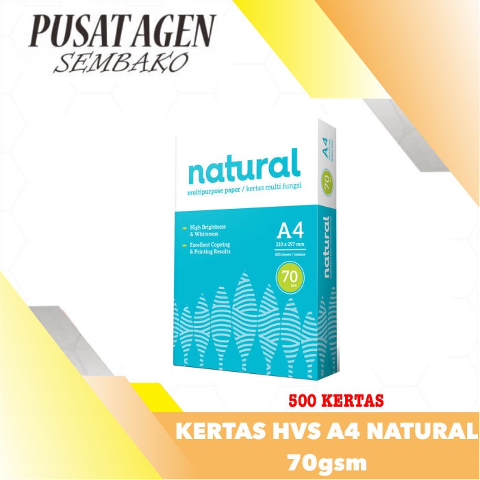 Jual KERTAS HVS PRINTER FOTOCOPY A4 NATURAL 70 GRAM GSM SATU RIM 70GRAM