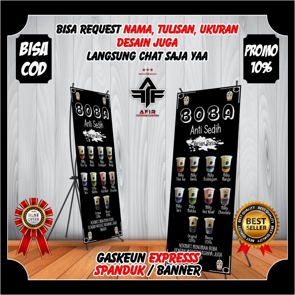 Jual X Banner Berdiri Ukuran X Cm Es Boba Spanduk Banner Backdroup