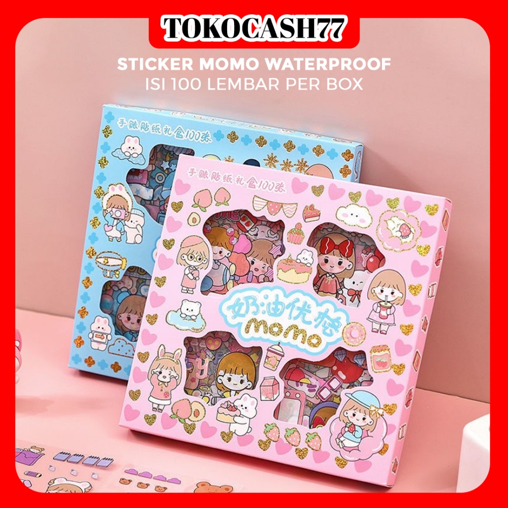 Jual Sticker Momo Rainbow Sticker Lucu Waterproof Isi Pcs Box