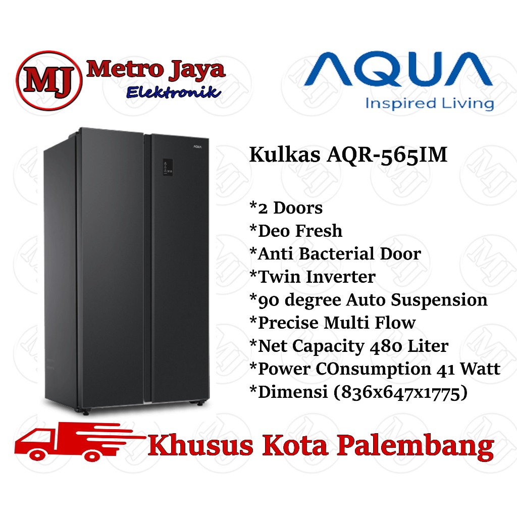 Jual AQUA Kulkas Side By Side 2 Pintu AQR 565 IM GB 480 L Garansi