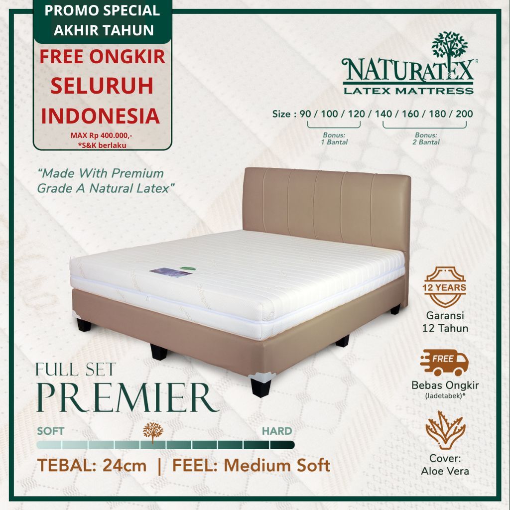 Jual Full Set Kasur Latex Naturatex Premier 24 Ukuran 90x200