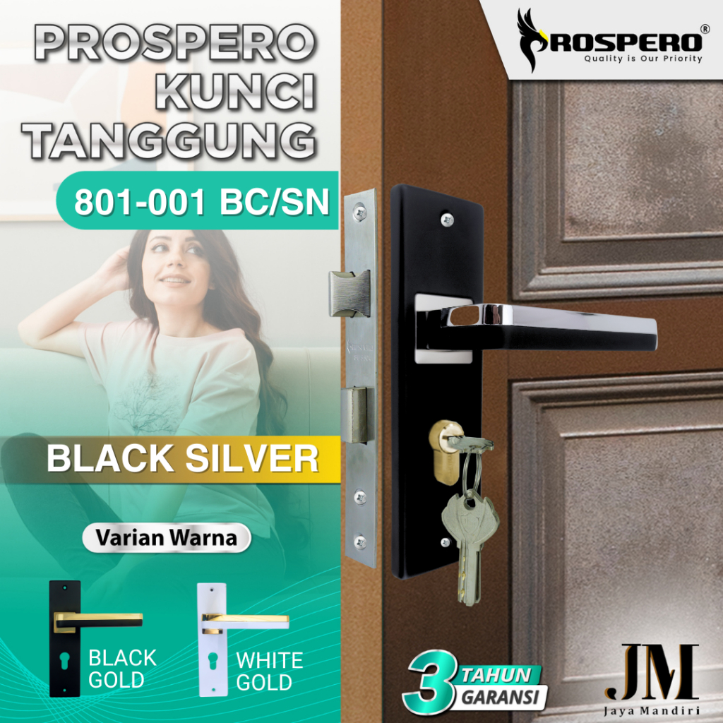 Jual Prospero Kunci Tanggung Black Nikel Kunci Pintu Rumah Set Komplit