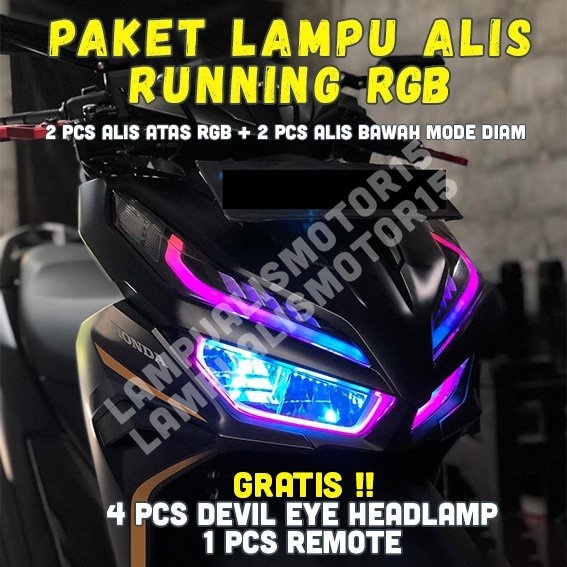 Jual PAKETAN LAMPU ALIS RUNNING RGB GRATIS DEMON EYES VARIO LED 125 150