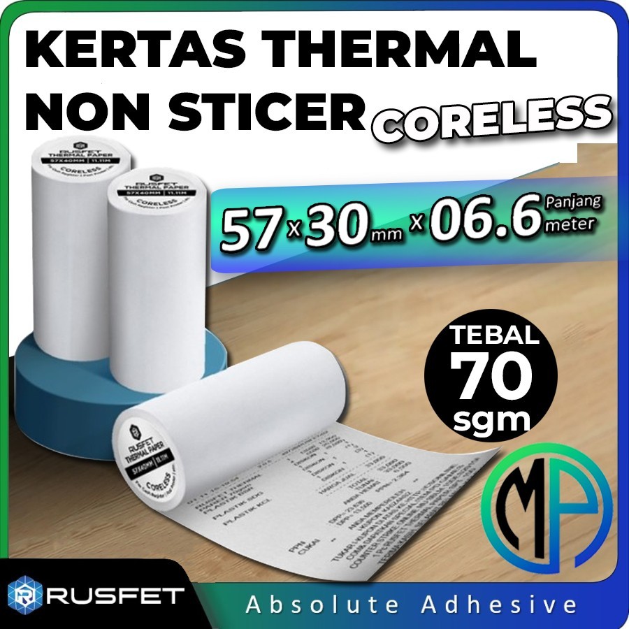 Jual Kertas Termal Label Thermal Paper Printer Struk Kasir Coreless