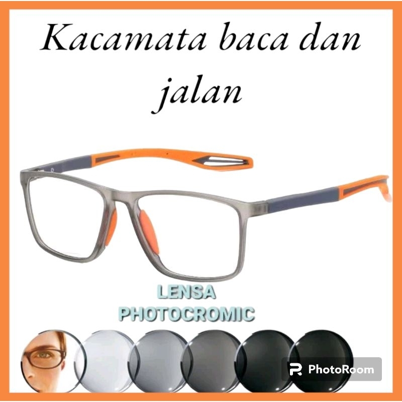 Jual Kacamata Progresif PhotoCromic Baca Dan Jalan Frame Sport Sporty