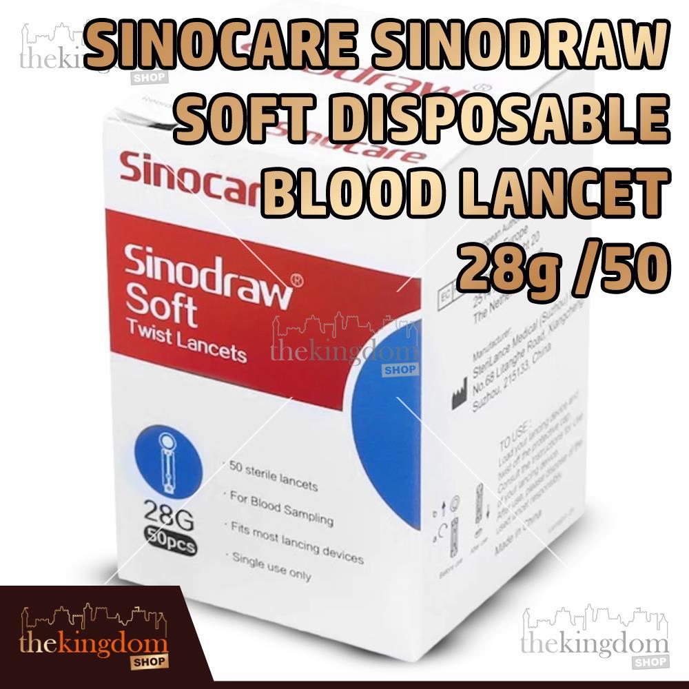 Jual Sinocare Sinodraw Soft Disposable Blood Lancet 28G 50 Jarum