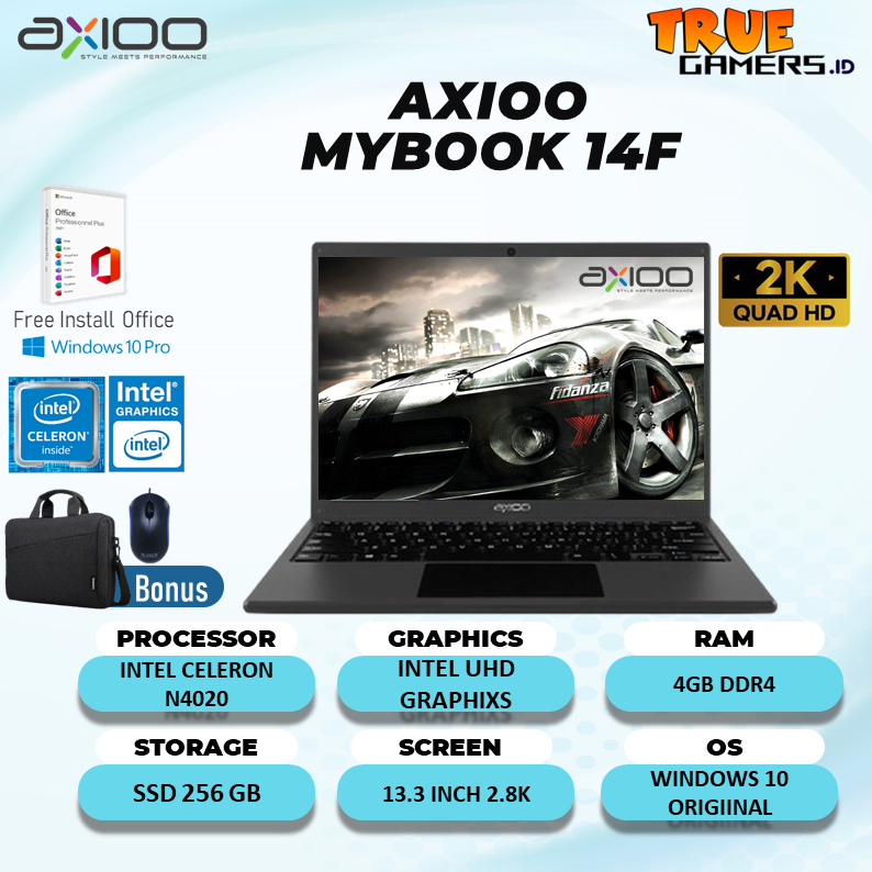 Jual AXIOO MYBOOK 14F INTEL CELERON N4020 RAM 4GB 256SSD W10PRO 13