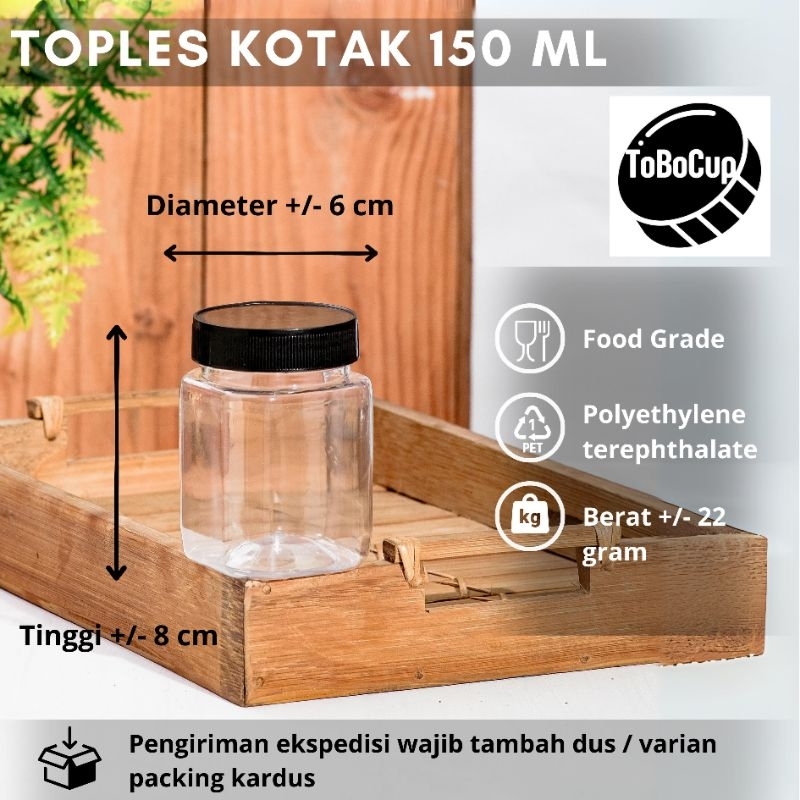 Jual Toples Kotak 150ML Plastik Toples Sambal Toples Bumbu Toples