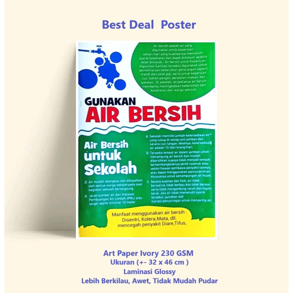 Jual Poster Gunakan Air Bersih Poster Air Bersih Untuk Sekolah