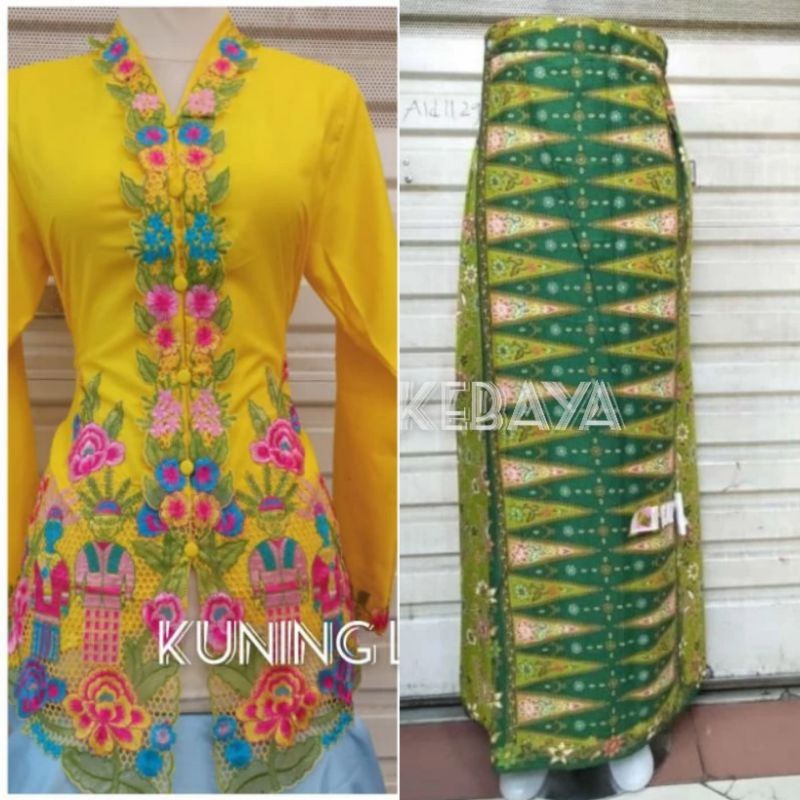 Jual Setelan Kebaya Encim Motif Ondel Ondel Kebaya Encim Bahan Katun