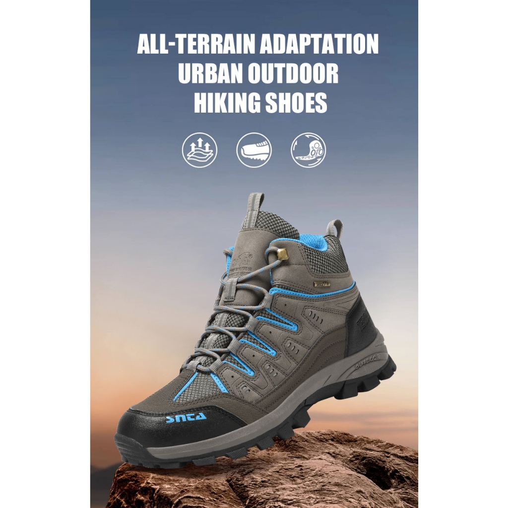 Jual Sepatu Gunung SNTA 502 Grey Lt Blue High Tinggi Boots Camping