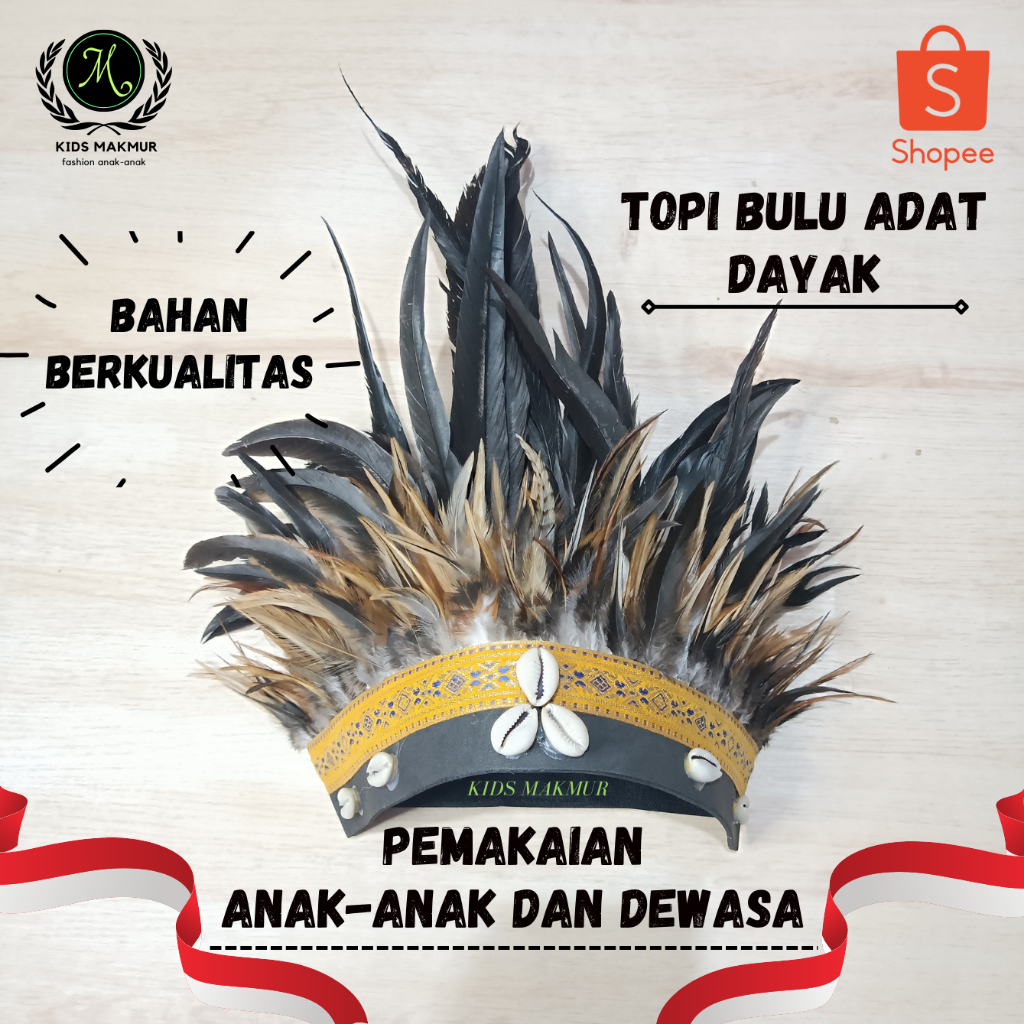 Jual Topi Adat Dayak Etnik Dayak Topi Bulu Dayak Aksesoris Kepala Bulu