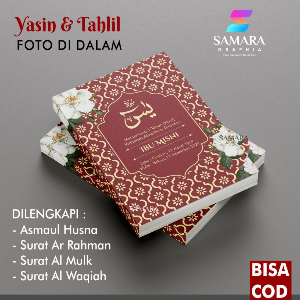 Jual Buku Yasin Dan Tahlil Lengkap Foto Almarhum Harian Kemas Tile