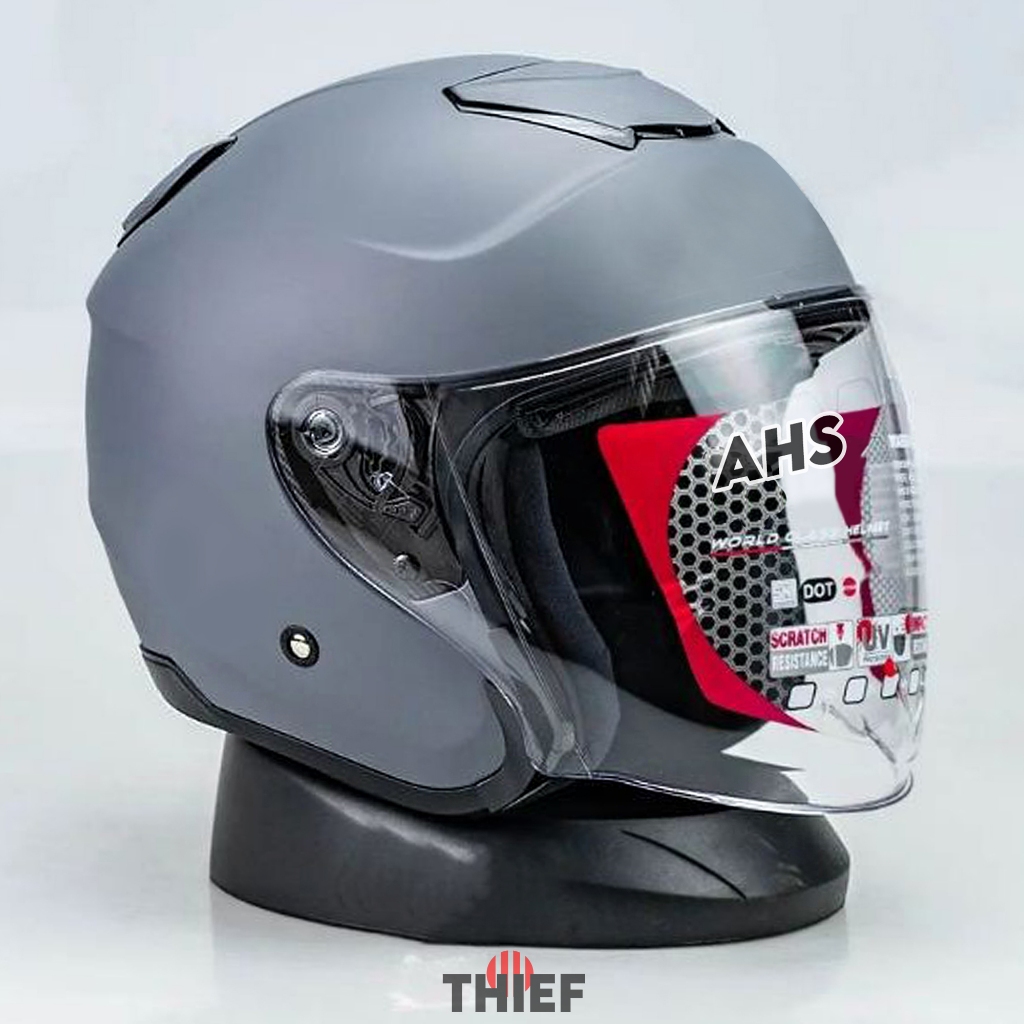 Jual Helm Half Face Mla Kyoto Grey Dof Kaca Visor Bening Helm