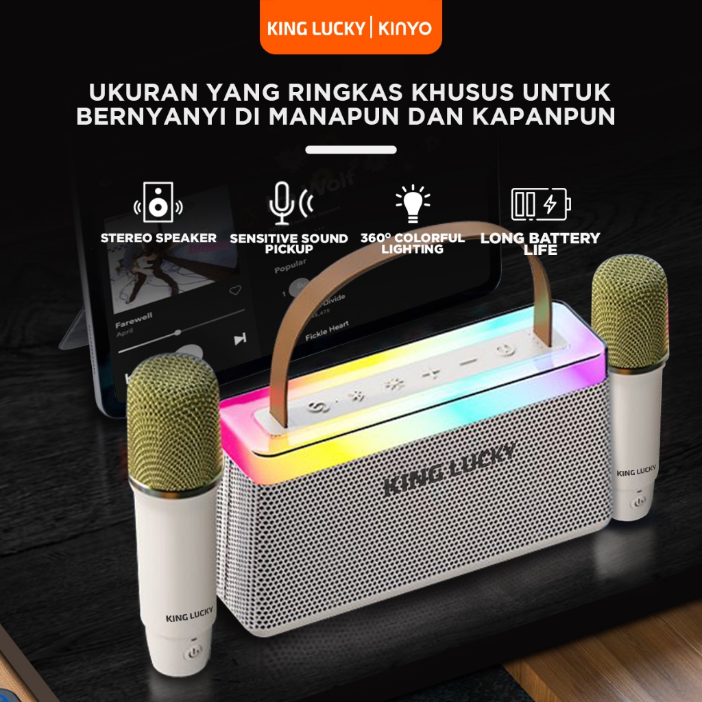 Jual KINGLUCKY C10 Bluetooth Speaker Karaoke Portable 2MIC Bluetooth 5