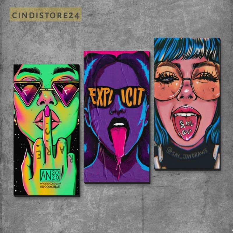 Jual Hiasan Dinding Aesthetic Poster Kayu Pop Art Girls Wall Decor