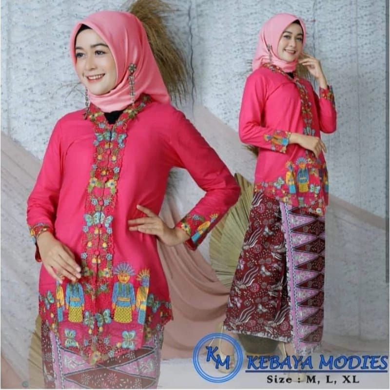 Jual Setelan Kebaya Dewasa Encim Betawi Motif Ondel Ondel Kebaya Adat