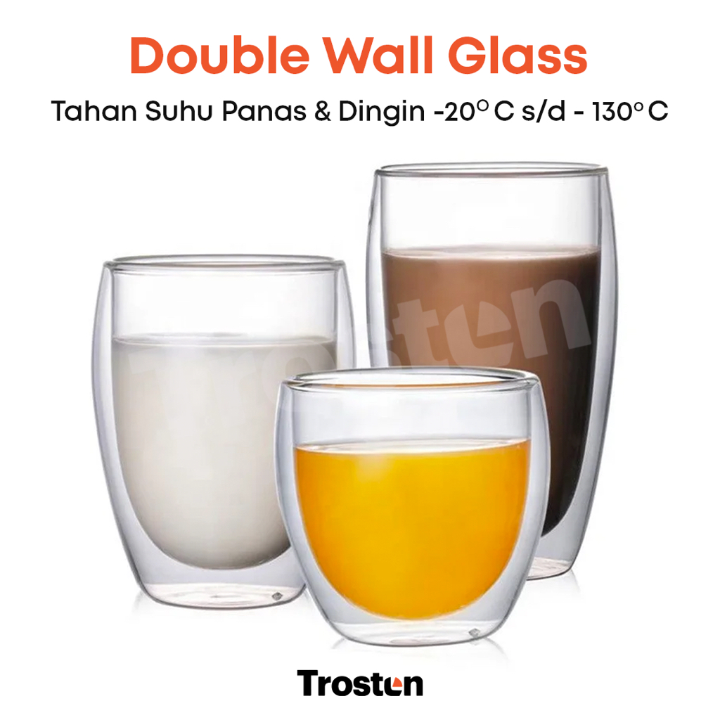 Jual Trosten Double Wall Glass Tea Coffee Bahan Kaca Borosilicate