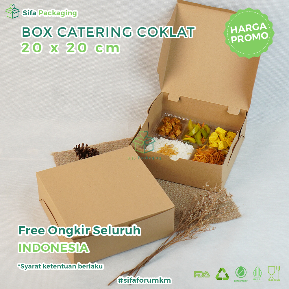 Jual Dus Nasi 20X20 Kraft Bahan 310 GSM Kotak Nasi Katering Paper Lunch