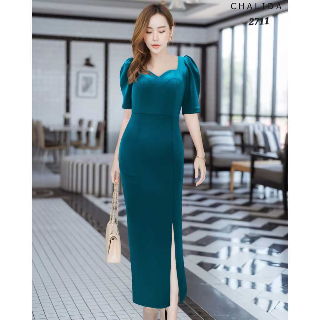 Jual Joanne Fashion Long Dress Wanita Modern Kekinian Kerah