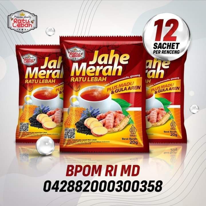 Jual JAHE MERAH RATU LEBAH PLUS GULA AREN 10 SACHET Kemasan Terbaru