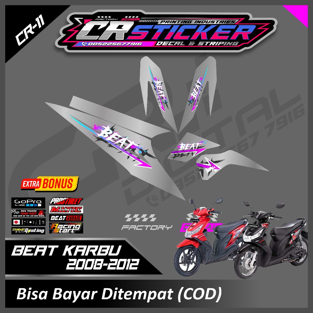 Jual Sticker Striping Transparan BEAT OLD KARBU Viral Motif Terbaru