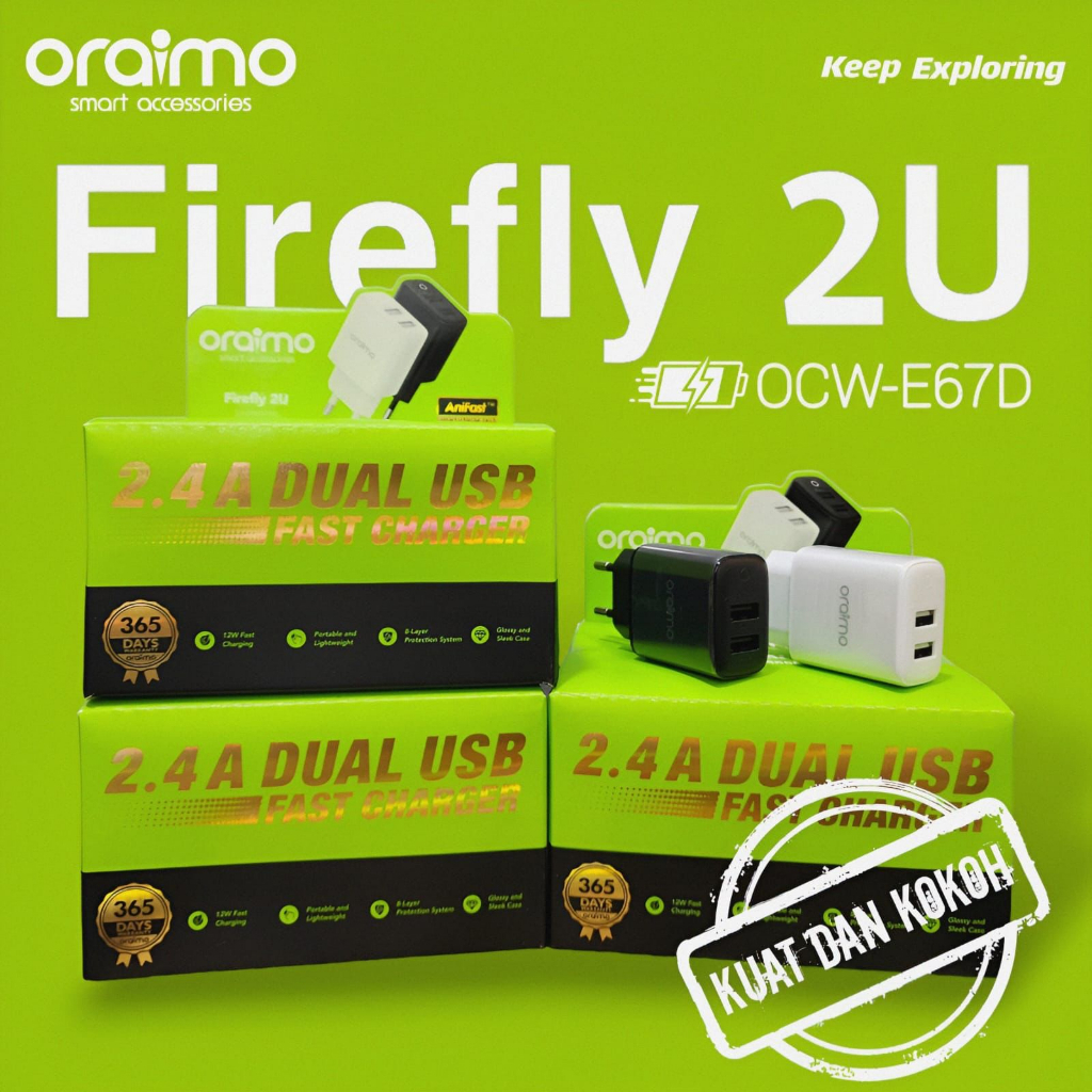 Jual Oraimo Firefly U Kepala Charger Dual Usb A V Fast Charging