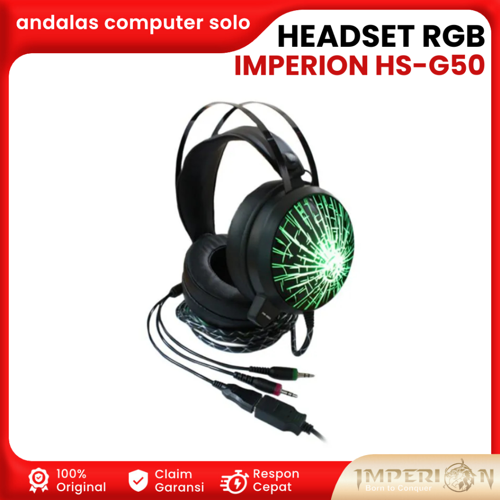 Jual HEADSET HEADPHONE GAMING GAME LED RGB Imperion HS G50 Storm