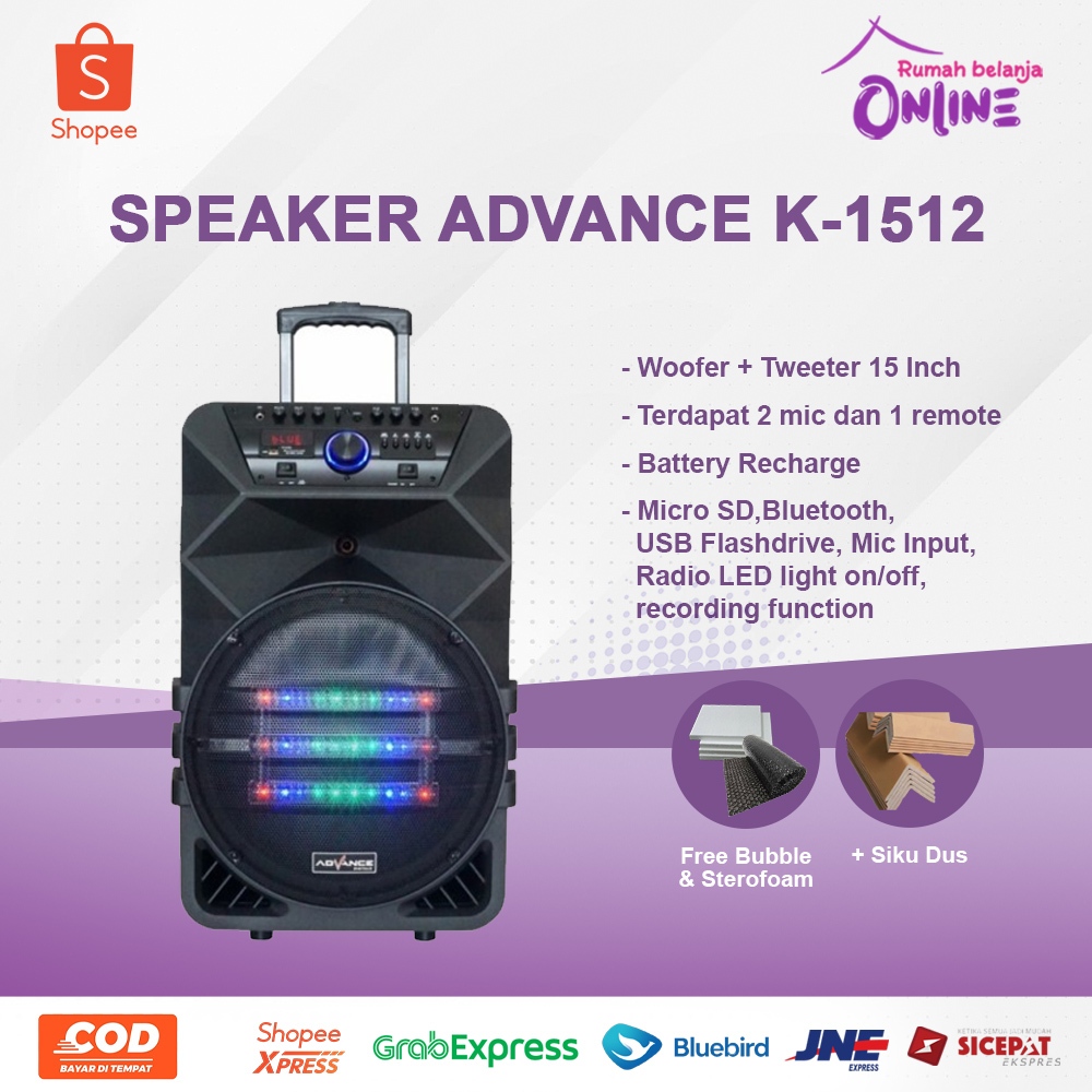 Jual SPEAKER ADVANCE K1512 SPEAKER BLUETOOTH SPEAKER ADVANCE 15 INC