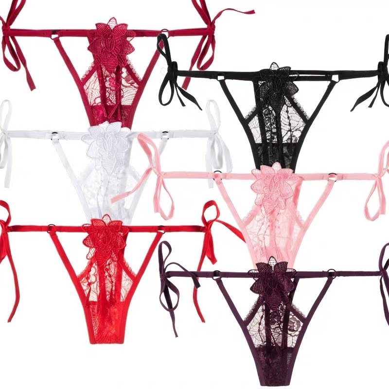 Jual G String Wanita Sexy Hot Bunga Thong Tali Samping Celana Dalam