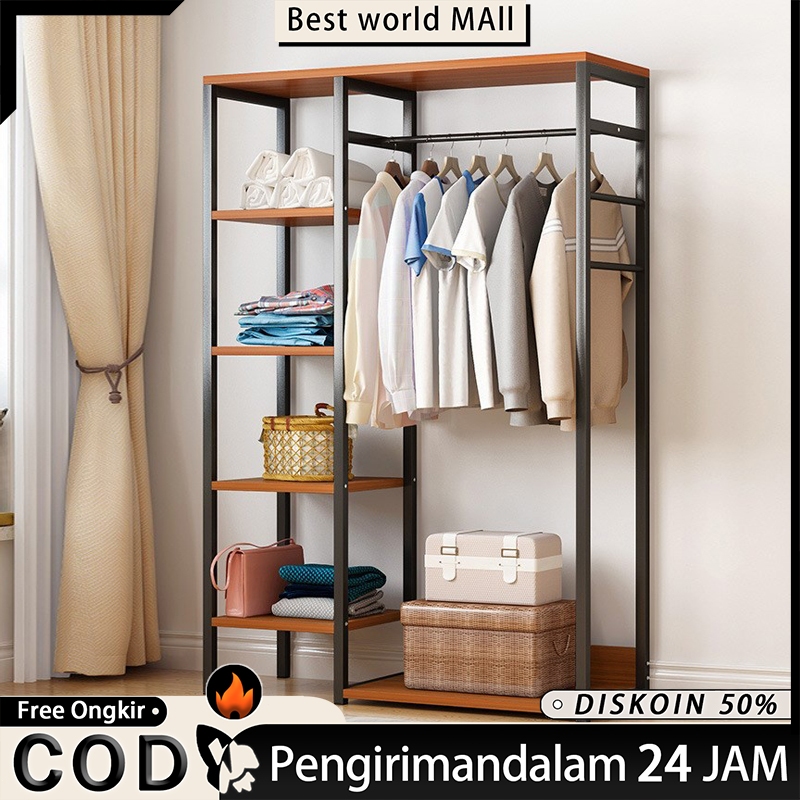 Jual Best Rak Gantungan Baju Kayu Stand Hanger Kotak Serbaguna Rak