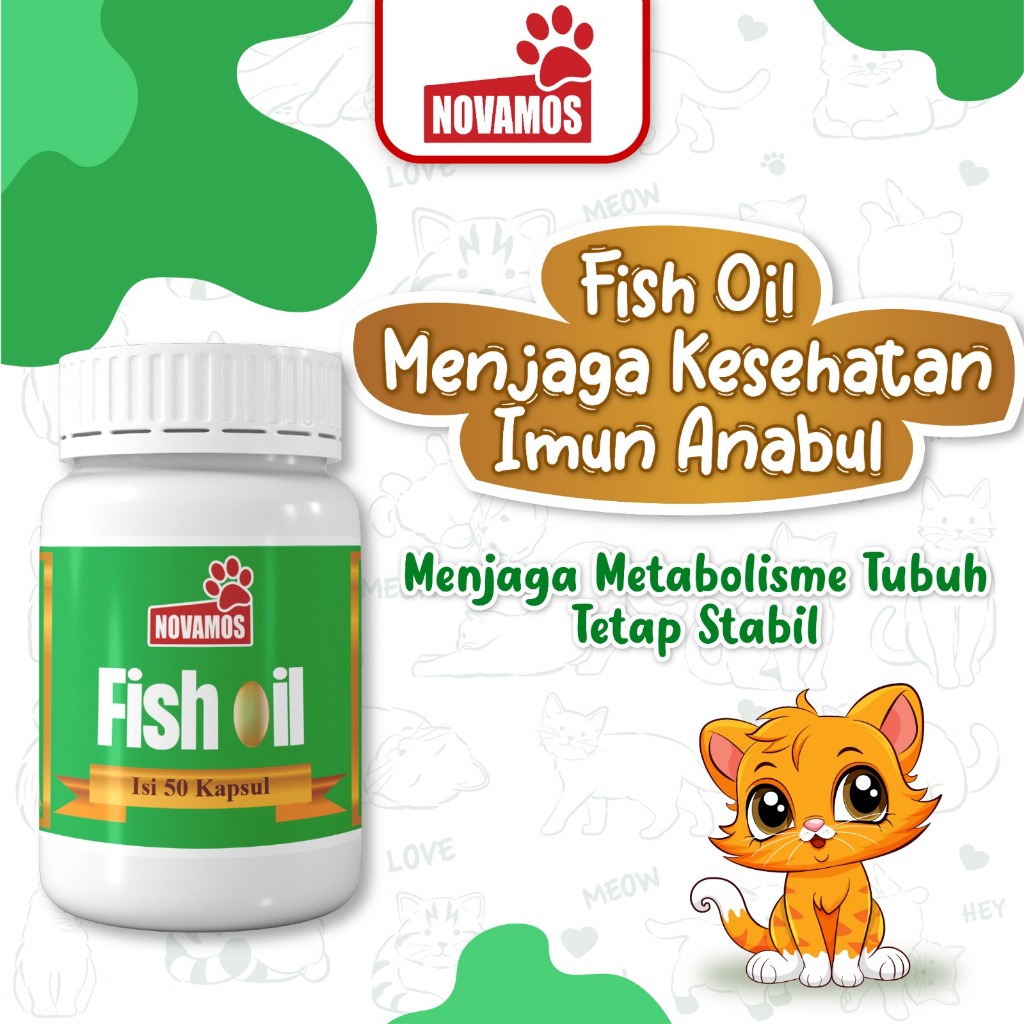 Jual NOVAMOS Fish Oil Minyak Ikan Untuk Kucing Dan Anjing Isi 50pcs