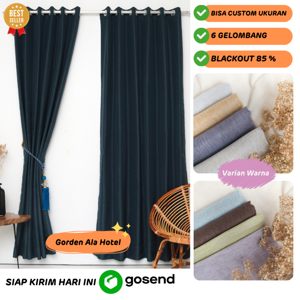 Jual Gorden Hotel Premium Blackout Bo W Motif Polos Doff Benison