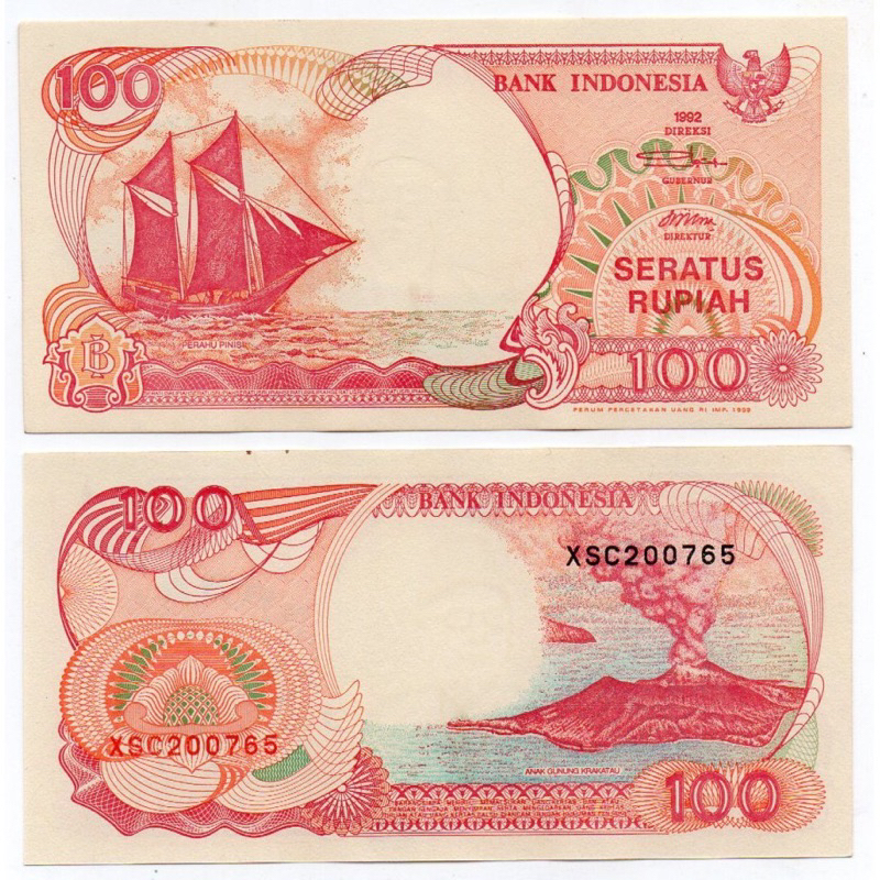 Jual 100 Rupiah Asli Perahu Pinisi Tahun 1992 Rp Kapal 1991 Bukan Layar