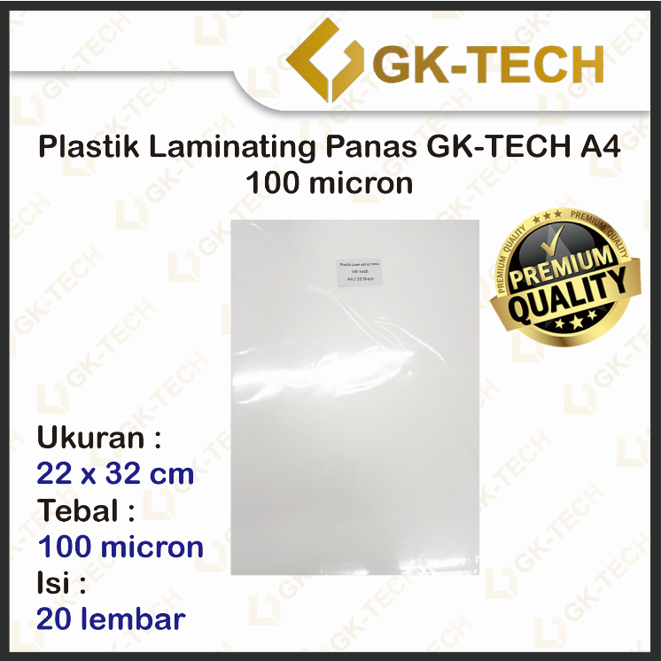 Jual Plastik Laminating GKTech F4 A4 Laminasi Panas Hot Laminating