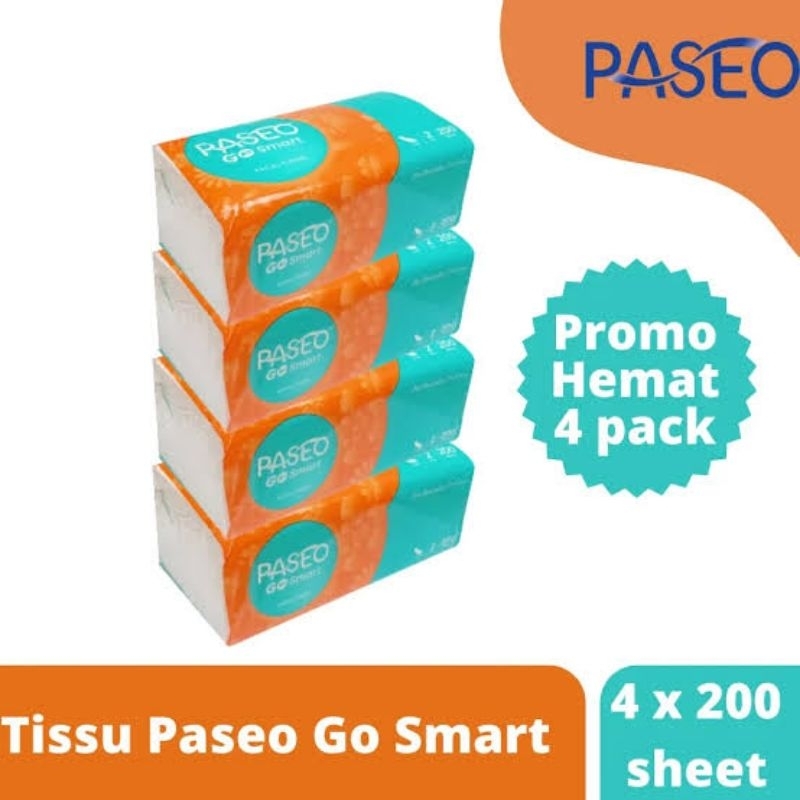 Jual TISU PASEO GO SMART 200 SHEET 2 PLY X 4 PCS Shopee Indonesia