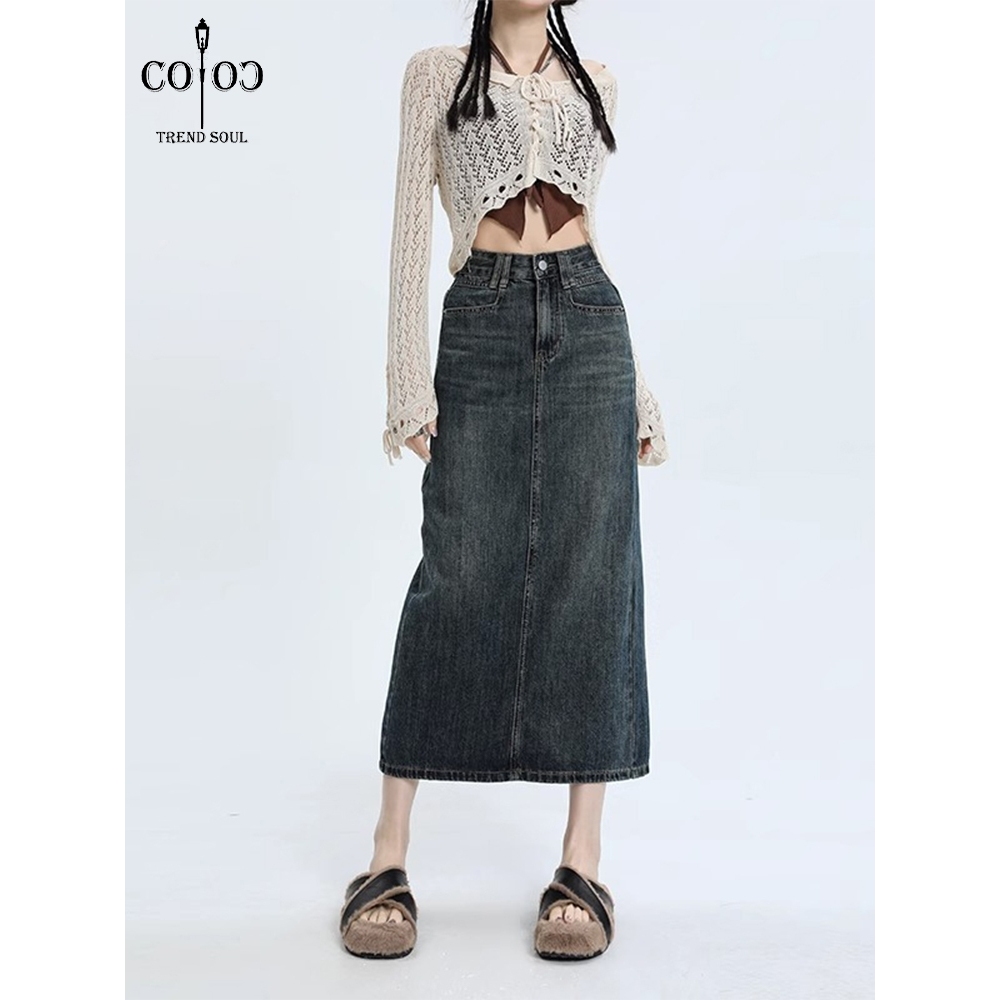 Jual Coco Trend Soul Rok Biru Retro Highwaist Terbaru Rok Denim Jeans